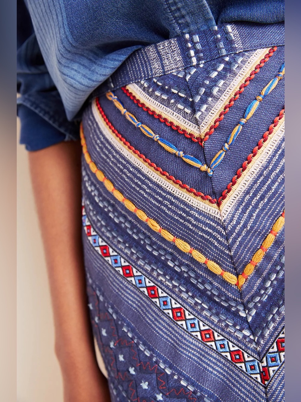 NWT Maeve by Anthropologie Navy Multi-Colored Skirt, Size 4 - Picture 4 of 12